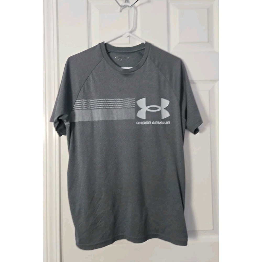 Under Armour Mens Graphite Grey Quick Dry Workout Shirt, Athletic Performance